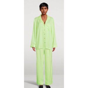 Mara Hoffman Iris Shirt Button Down Blouse Neon Green Size Medium $445 [jb]